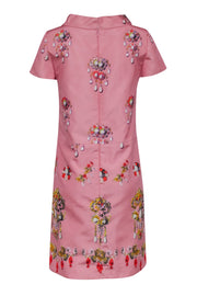 Current Boutique-Oscar de la Renta - Pink w/ Jewel Print Short Sleeve Dress Sz 6