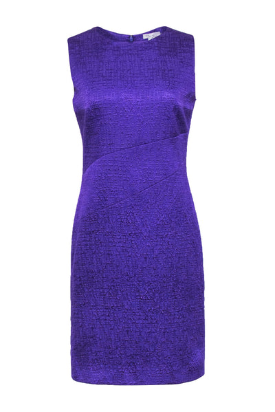 Oscar de la Renta - Purple Textured Sleeveless Sheath Dress Sz 12