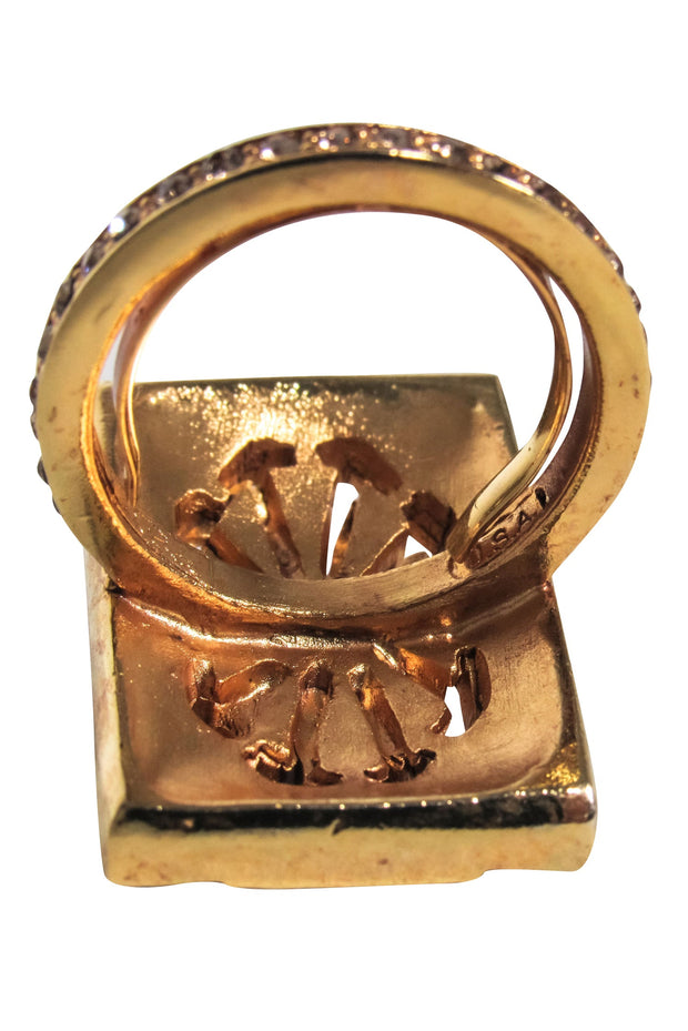 Current Boutique-Oscar de la Renta - Rose Gold Rectangular Gem Ring Sz 6