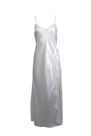 Current Boutique-Oscar de la Renta - White Sleeveless Lace Applique Slip Dress Sz M