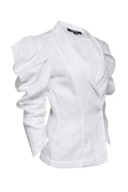 Current Boutique-Padova - White 100% Linen Open Front Blazer Sz S