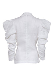 Current Boutique-Padova - White 100% Linen Open Front Blazer Sz S