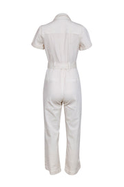 Current Boutique-Paige - Cream Denim Short Sleeve Jumpsuit Sz 2