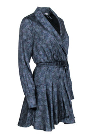 Current Boutique-Paige - Navy Blue & Green Floral Print Wrap Dress Sz XS