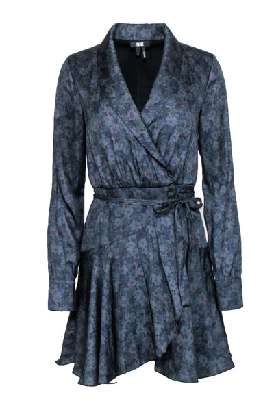 Current Boutique-Paige - Navy Blue & Green Floral Print Wrap Dress Sz XS