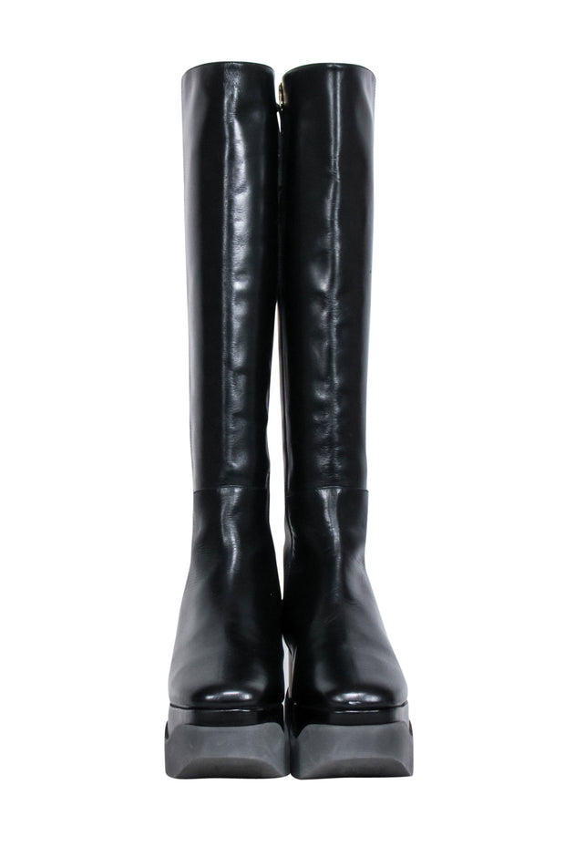Current Boutique-Paloma Barcelo - Black Leather Platform Tall Boots Sz 8.5