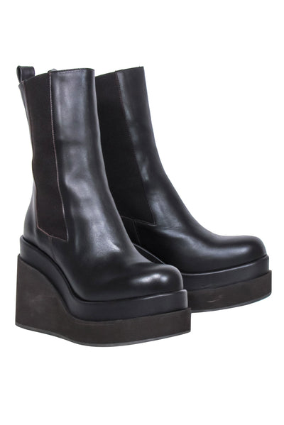 Current Boutique-Paloma Barcelo - Espresso Brown Leather Platform Boots Sz 8.5