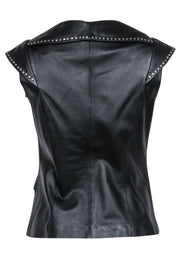 Current Boutique-Pamela McCoy - Black Leather Studded Trim Vest Sz XS