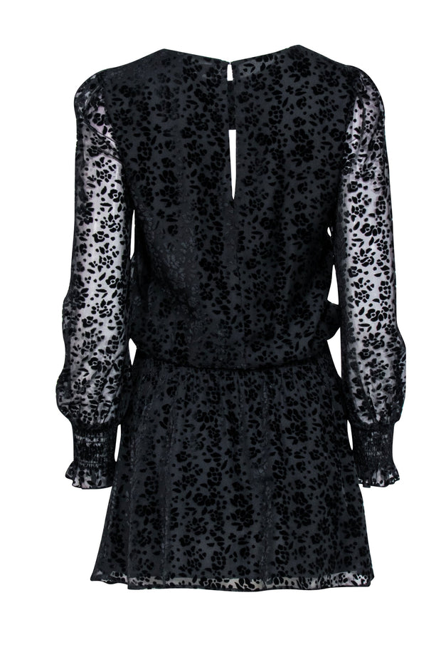 Current Boutique-Parker - Black Floral "Carmindy Burnout Velvet" Dress Sz XS