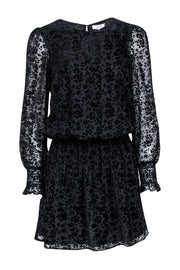 Current Boutique-Parker - Black Floral "Carmindy Burnout Velvet" Dress Sz XS