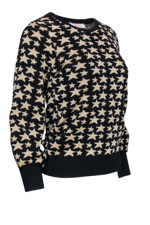 Current Boutique-Parker - Black Knit Sweater w/ Gold Stars Sz S
