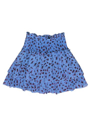 Current Boutique-Parker - Blue Floral Print Tiered Mini Skirt Sz S