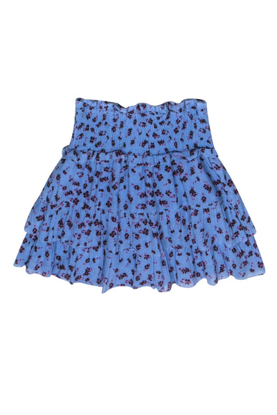 Current Boutique-Parker - Blue Floral Print Tiered Mini Skirt Sz S
