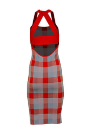 Current Boutique-Parker - Blue & Red Checkered Knot Sleeveless Dress Sz M