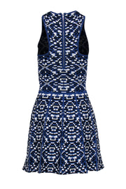 Current Boutique-Parker - Blue & White Abstract Geometric Pattern Mini Dress Sz S