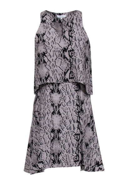 Current Boutique-Parker - Grey & Black Snakeskin Print Sleeveless Silk Dress Sz S