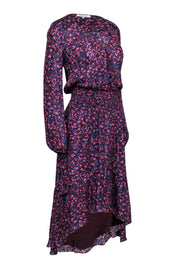 Current Boutique-Parker - Navy, Maroon & Pink Print High-Low "Elizabeth" Dress Sz XS