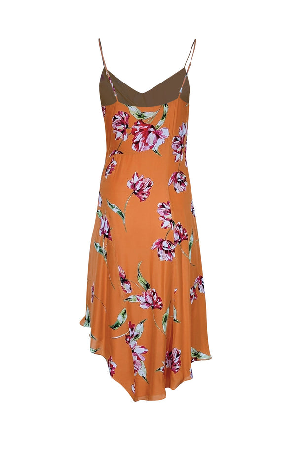 Current Boutique-Parker - Orange w/ Pink & Green Floral Print Asymmetrical Dress Sz 4