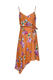 Current Boutique-Parker - Orange w/ Pink & Green Floral Print Asymmetrical Dress Sz 4