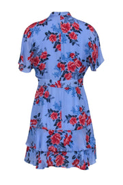 Current Boutique-Parker - Periwinkle w/ Blue & Red Floral Print Short Sleeve Dress Sz 6