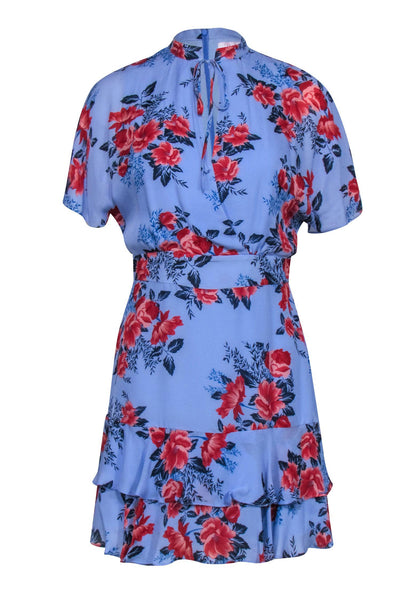 Current Boutique-Parker - Periwinkle w/ Blue & Red Floral Print Short Sleeve Dress Sz 6