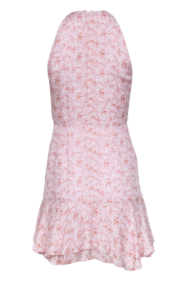 Current Boutique-Parker - Pink Floral Print Sleeveless Ruched Drawstring Dress Sz 0