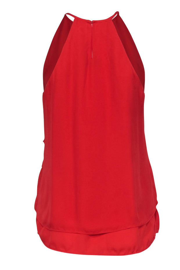 Current Boutique-Parker - Red High-Neck Sleeveless Tiered Blouse Sz S