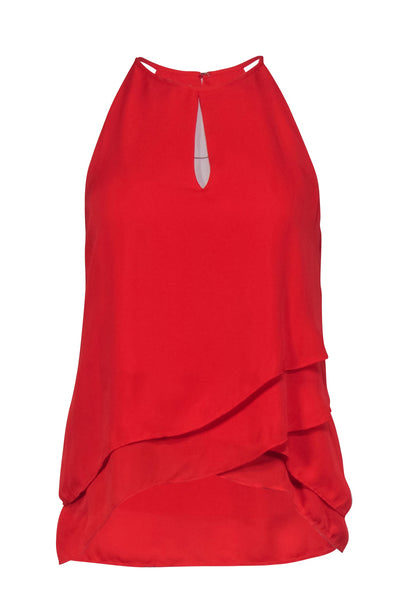 Current Boutique-Parker - Red High-Neck Sleeveless Tiered Blouse Sz S