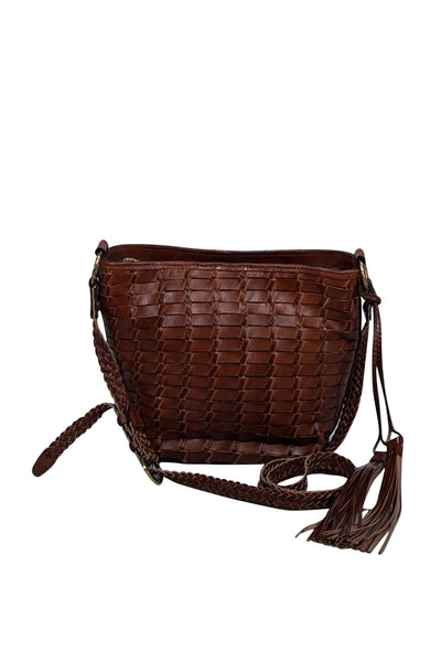 Current Boutique-Patricia Nash - Cognac Leather Woven Crossbody Bag