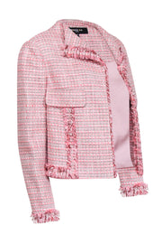 Current Boutique-Paule Ka - Pink Tweed Open Front Jacket Sz 10