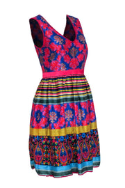 Current Boutique-Payal Jain - Pink, Blue & Multi Color Dress Sz 2