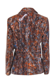 Current Boutique-Pelle Studio - Orange, Blue, & Black Snakeskin Embossed Leather Jacket Sz M