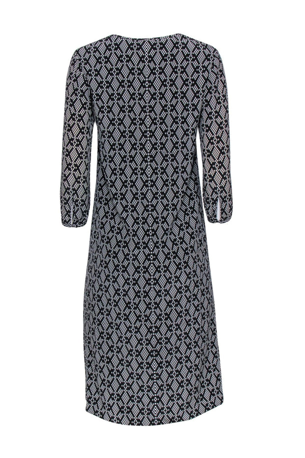 Current Boutique-Pendleton - Black & White Silk Long Sleeve Shift Dress Sz 2