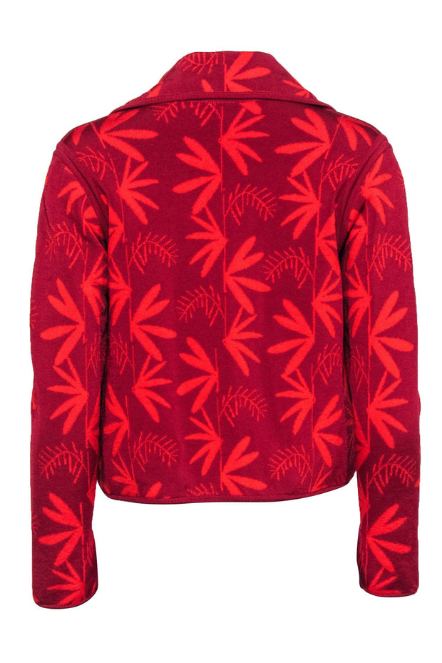 Current Boutique-Pepa Pombo - Red Print Knit Open Front Jacket Sz M