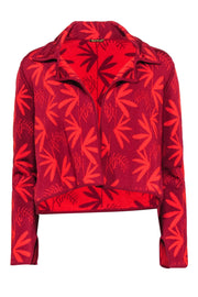 Current Boutique-Pepa Pombo - Red Print Knit Open Front Jacket Sz M