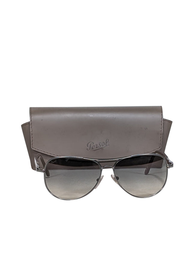 Persol Grey Gunmetal Aviator Sunglasses Current Boutique