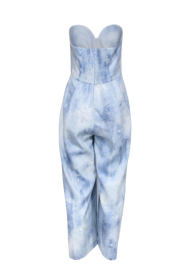 Current Boutique-Petersyn - Light Blue Tie Dye Strapless Jumpsuit Sz L