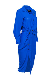 Current Boutique-Pfeiffer - Blue Midi Long Sleeve Shirt Dress w/ Tortoiseshell Buttons Sz XS