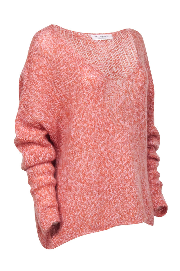 Current Boutique-Philosophy - Orange & Blush Pink Mohair & Wool Blend Sweater Sz M