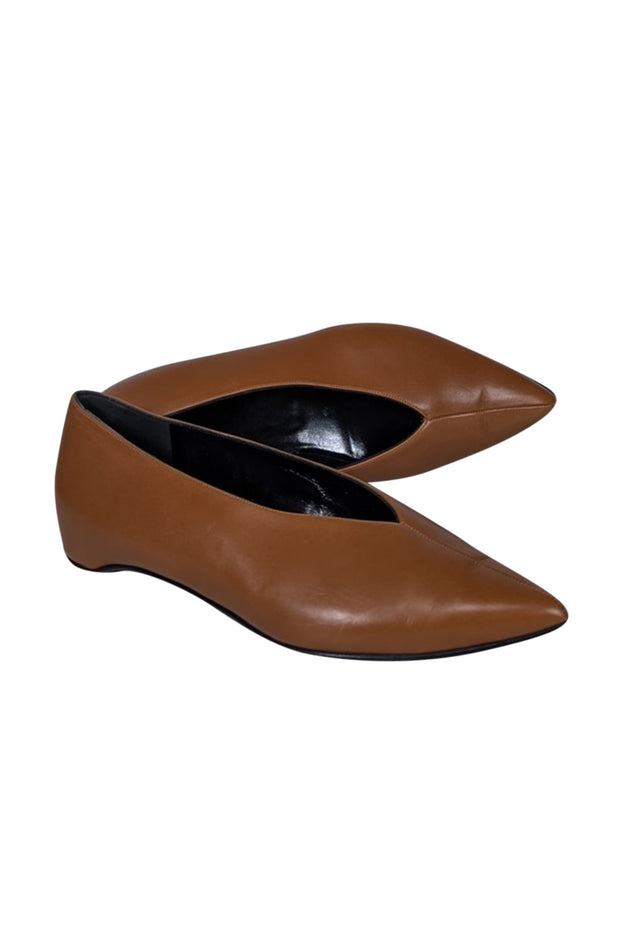 Current Boutique-Pierre Hardy - Tan Leather Pointed Toe Flats Sz 11