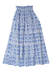 Current Boutique-Pink City Prints - White w/ Blue Print Smocked Waist Maxi Skirt Sz XS/S