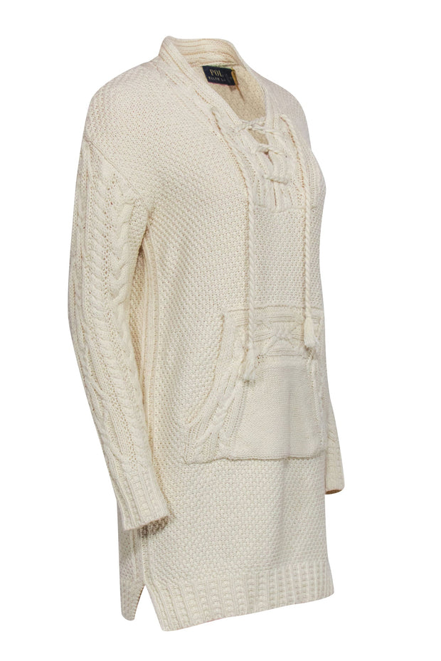 Current Boutique-Polo Ralph Lauren - Cream Cable Knit Sweater Dress Sz S