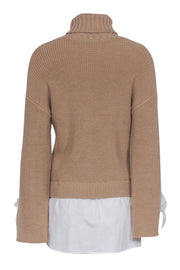 Current Boutique-Ports Studio - Tan Wool Turtleneck Sweater w/ White Shirting Sz XS