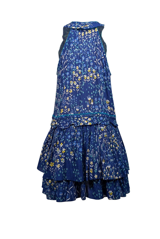 Current Boutique-Poupette St Barth - Blue w/ Multicolor Floral Print Ruffled Mini Dress Sz S