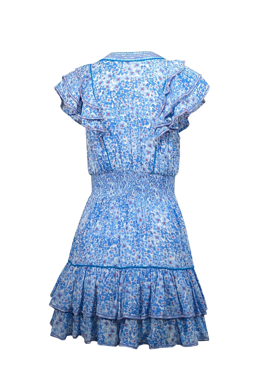 Poupette St. Barth White Blue Floral Ruffle Mini Dress Size: hotsell XS