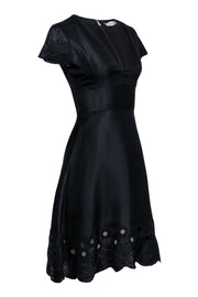 Current Boutique-Prabal Gurung - Black Beaded Trim Cap Sleeve Dress Sz 2