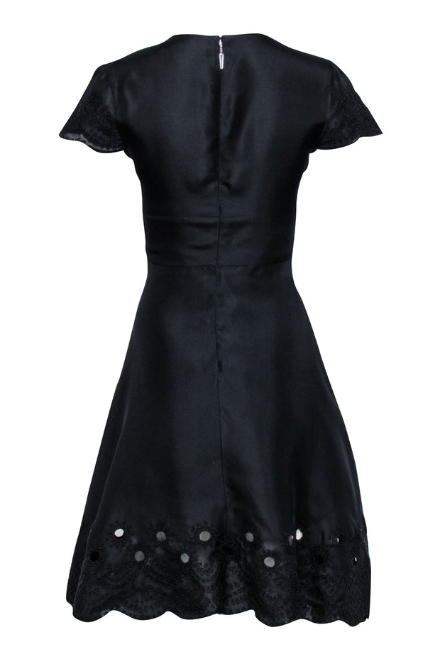 Current Boutique-Prabal Gurung - Black Beaded Trim Cap Sleeve Dress Sz 2