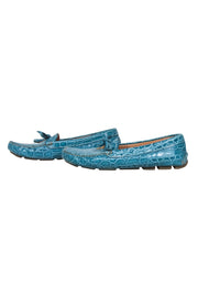 Current Boutique-Prada - Aqua Blue Reptile Textured Loafers Sz 8.5