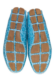 Current Boutique-Prada - Aqua Blue Reptile Textured Loafers Sz 8.5