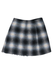 Current Boutique-Prada - Black, Blue & Beige Tartan Wool Blend Pleated Skirt Sz 8